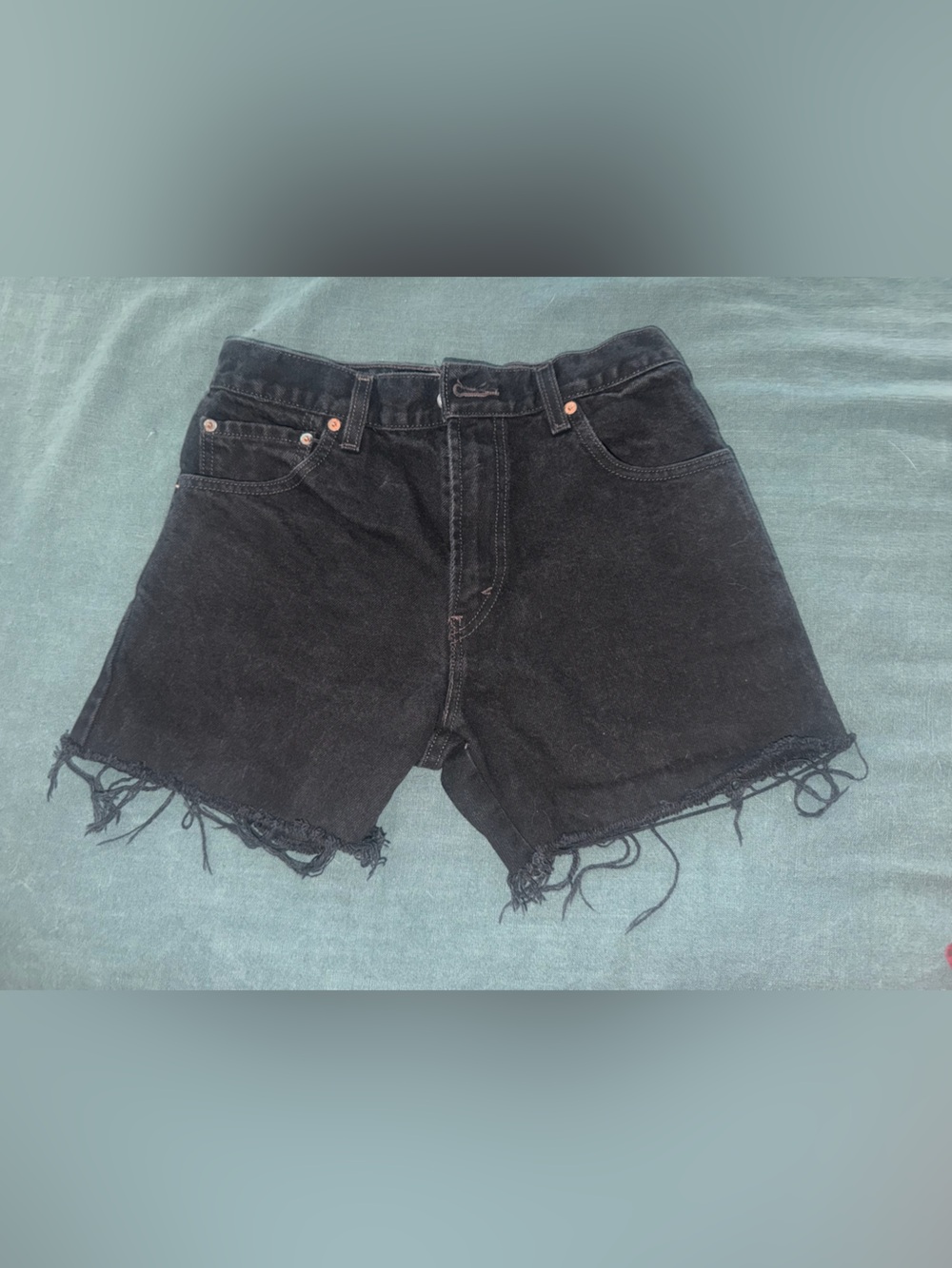 Levi bootcut denim black shorts 517 29